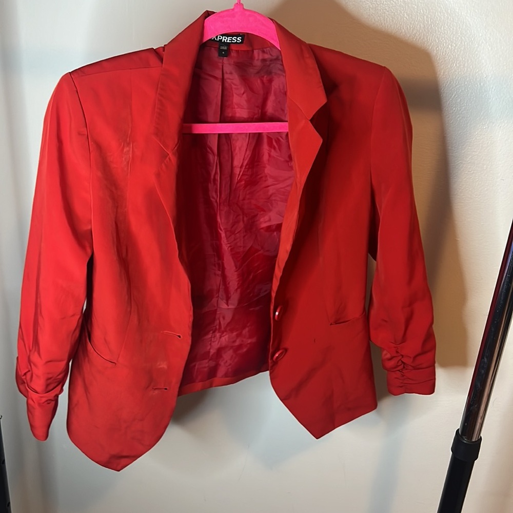 Express Red Button Up Blazer - image 2
